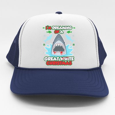 Dreaming of a Great White Shark Ugly Christmas Trucker Hat