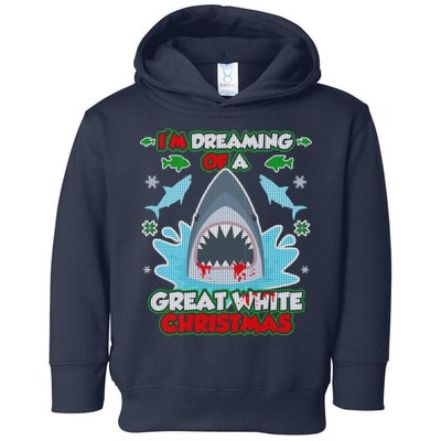 Dreaming of a Great White Shark Ugly Christmas Toddler Hoodie