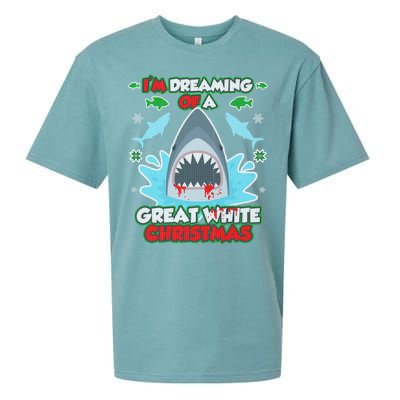 Dreaming of a Great White Shark Ugly Christmas Sueded Cloud Jersey T-Shirt