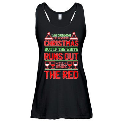 Dreaming of a White Christmas I'll Drink The Red Funny Wine Ladies Essential Flowy Tank
