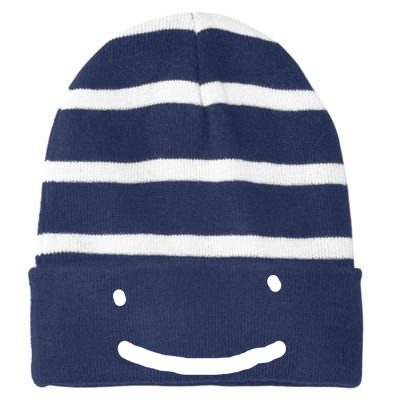 Dreamy Smiley Face Striped Beanie with Solid Band