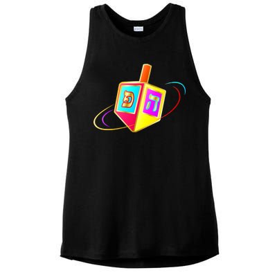 Dreidel Hanukkah Festival of Lights Ladies PosiCharge Tri-Blend Wicking Tank