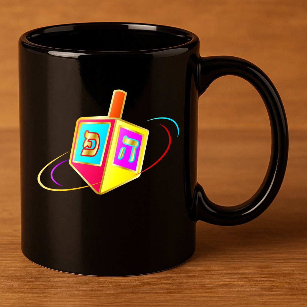 Dreidel Hanukkah Festival of Lights 11oz C Handle Ceramic Mug