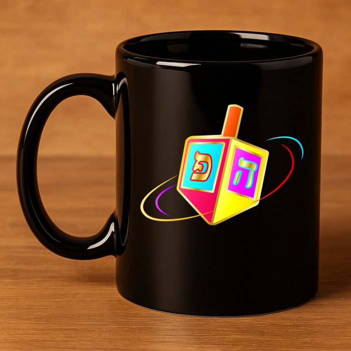 Dreidel Hanukkah Festival of Lights 11oz C Handle Ceramic Mug