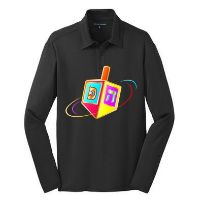 Dreidel Hanukkah Festival of Lights Silk Touch Performance Long Sleeve Polo