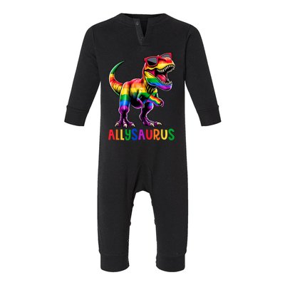 Dinosaur Rainbow Flag Ally Lgbt Allysaurus Lgbt Pride Infant Fleece One Piece