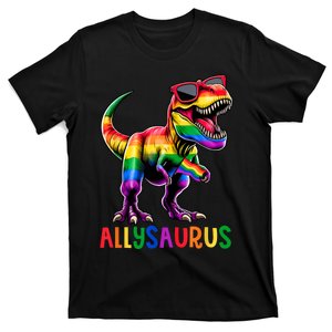 Dinosaur Rainbow Flag Ally Lgbt Allysaurus Lgbt Pride T-Shirt