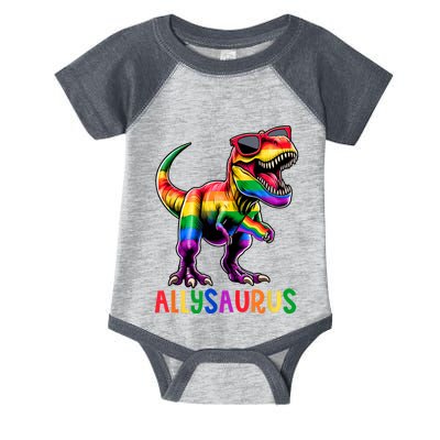 Dinosaur Rainbow Flag Ally Lgbt Allysaurus Lgbt Pride Infant Baby Jersey Bodysuit