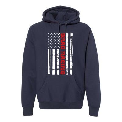 Drag Racing Flag Cool Gift Street Drag Outlaws American Gift Premium Hoodie