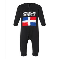 Dominican Republic Flag Vintage Grunge Dominican Flag Infant Fleece One Piece