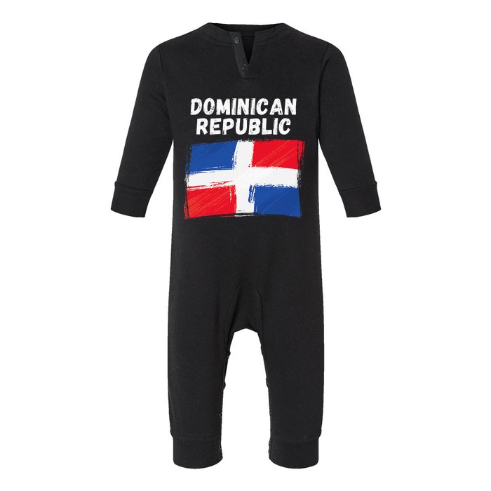 Dominican Republic Flag Vintage Grunge Dominican Flag Infant Fleece One Piece