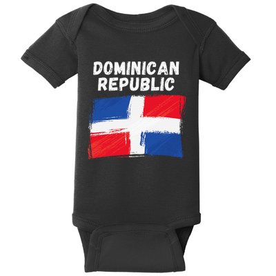 Dominican Republic Flag Vintage Grunge Dominican Flag Baby Bodysuit