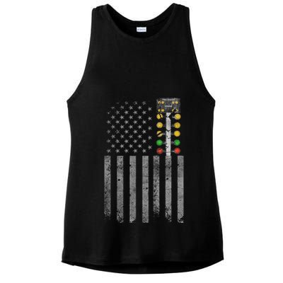 Drag Racing Flag American Drag Racer Drag Strip Tree Light Ladies PosiCharge Tri-Blend Wicking Tank
