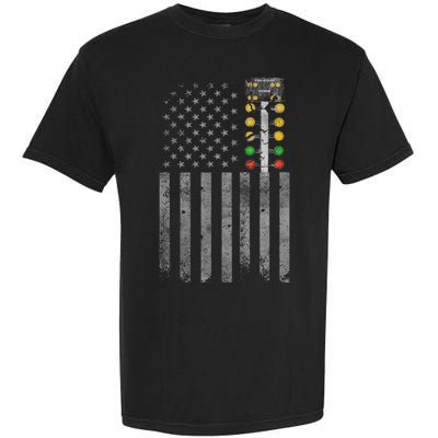 Drag Racing Flag American Drag Racer Drag Strip Tree Light Garment-Dyed Heavyweight T-Shirt