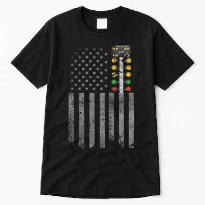 Drag Racing Flag American Drag Racer Drag Strip Tree Light Tall T-Shirt