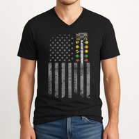 Drag Racing Flag American Drag Racer Drag Strip Tree Light V-Neck T-Shirt