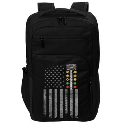 Drag Racing Flag American Drag Racer Drag Strip Tree Light Impact Tech Backpack