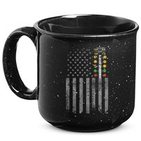 Drag Racing Flag American Drag Racer Drag Strip Tree Light 15oz Campfire Ceramic Mug