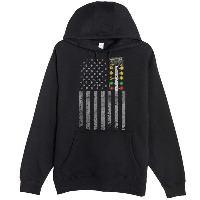 Drag Racing Flag American Drag Racer Drag Strip Tree Light Premium Pullover Hoodie