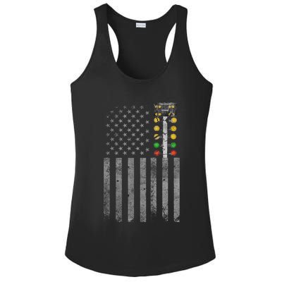 Drag Racing Flag American Drag Racer Drag Strip Tree Light Ladies PosiCharge Competitor Racerback Tank