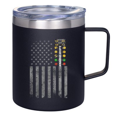 Drag Racing Flag American Drag Racer Drag Strip Tree Light 12oz Stainless Steel Coffee Mug