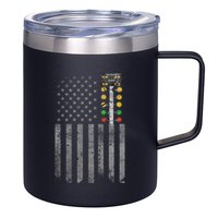 Drag Racing Flag American Drag Racer Drag Strip Tree Light 12oz Stainless Steel Coffee Mug