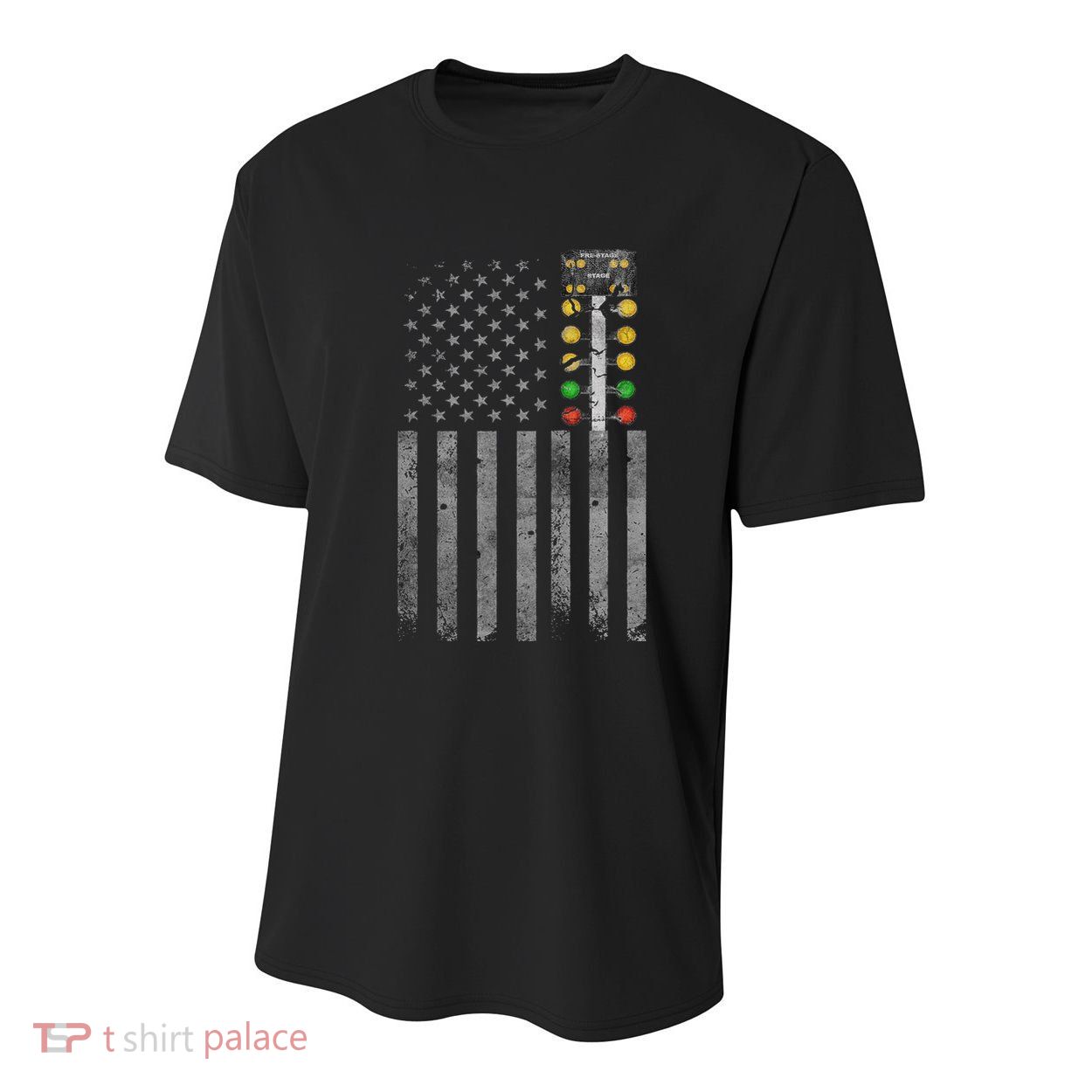 Drag Racing Flag American Drag Racer Drag Strip Tree Light Youth Performance Sprint T-Shirt