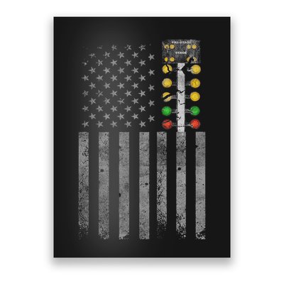 Drag Racing Flag American Drag Racer Drag Strip Tree Light Poster