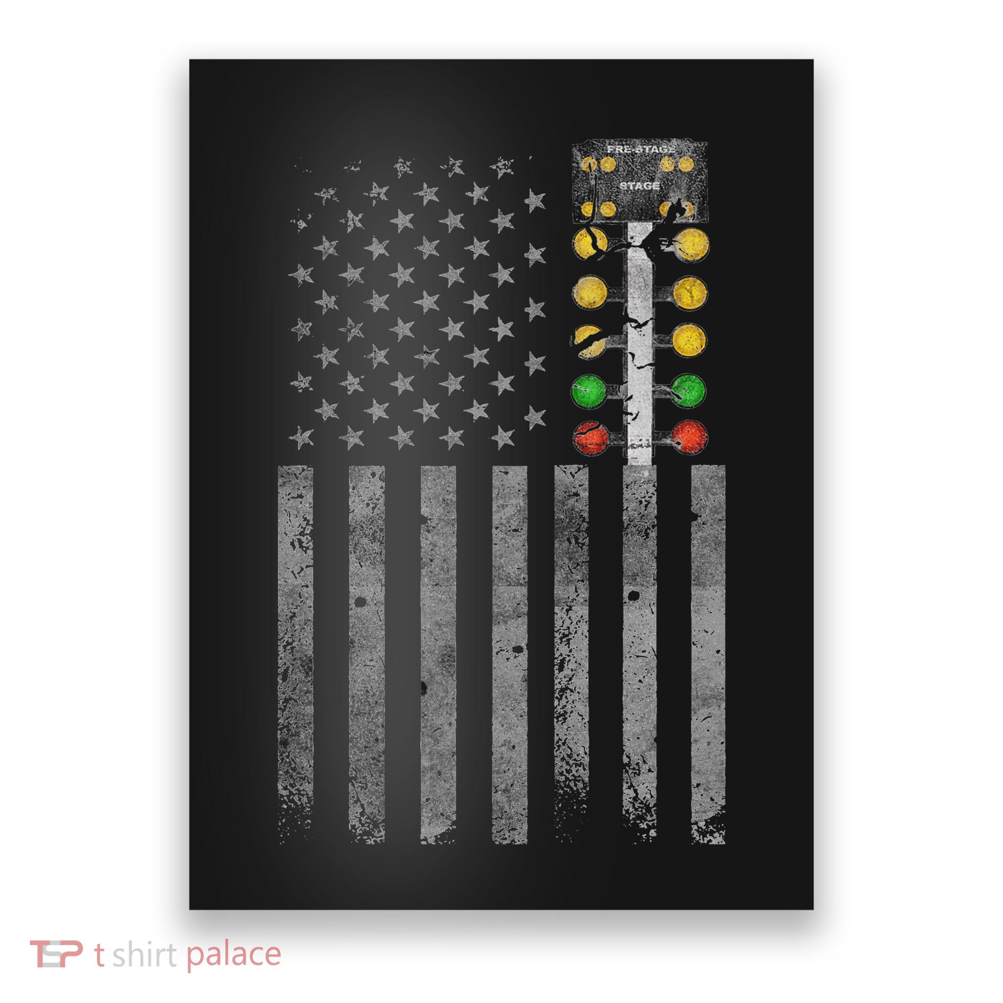 Drag Racing Flag American Drag Racer Drag Strip Tree Light Poster