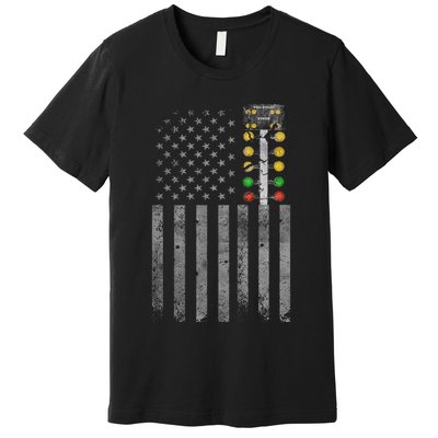 Drag Racing Flag American Drag Racer Drag Strip Tree Light Premium T-Shirt
