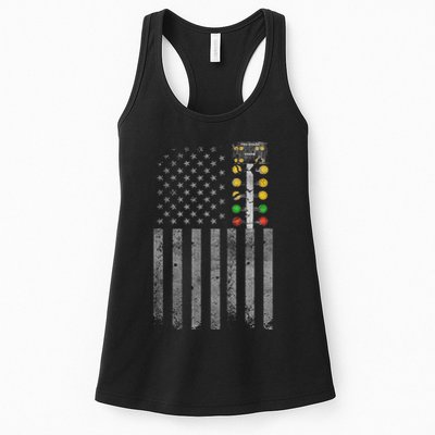 Drag Racing Flag American Drag Racer Drag Strip Tree Light Womens Tank Top