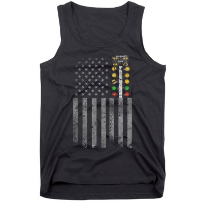 Drag Racing Flag American Drag Racer Drag Strip Tree Light Tank Top