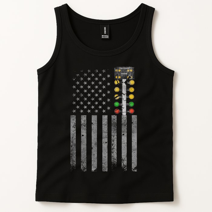Drag Racing Flag American Drag Racer Drag Strip Tree Light Tank Top