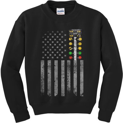 Drag Racing Flag American Drag Racer Drag Strip Tree Light Kids Sweatshirt
