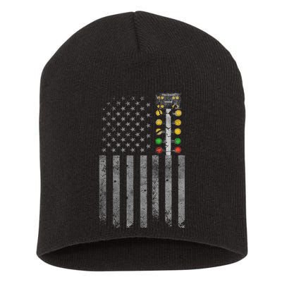 Drag Racing Flag American Drag Racer Drag Strip Tree Light Short Acrylic Beanie