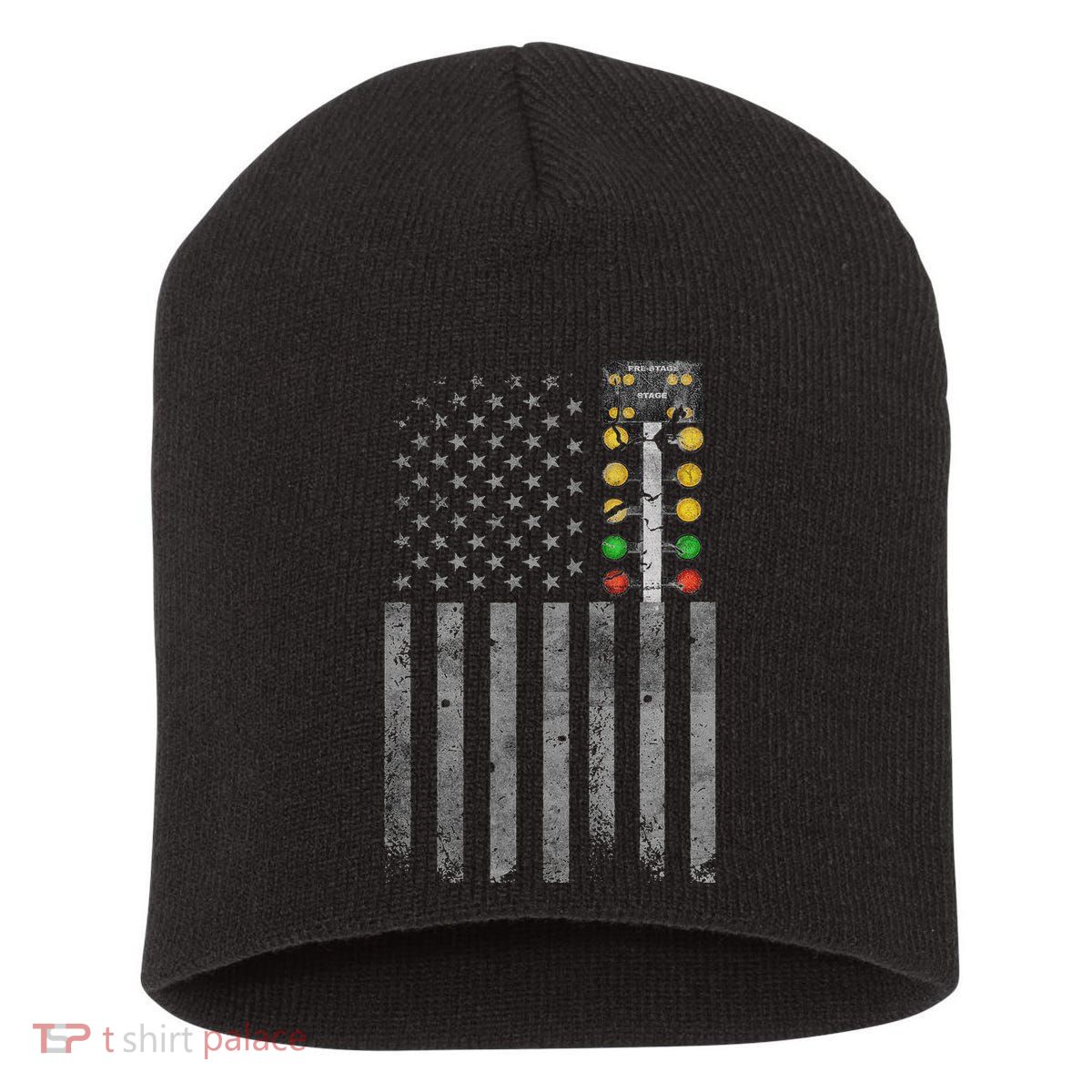 Drag Racing Flag American Drag Racer Drag Strip Tree Light Short Acrylic Beanie