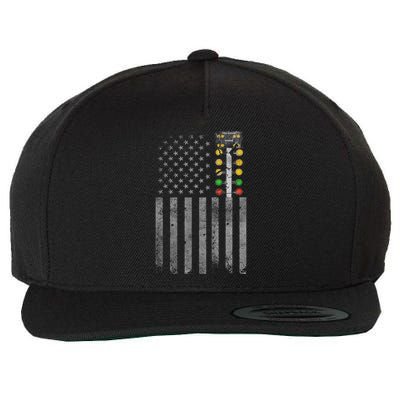 Drag Racing Flag American Drag Racer Drag Strip Tree Light Wool Snapback Cap
