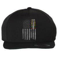 Drag Racing Flag American Drag Racer Drag Strip Tree Light Wool Snapback Cap