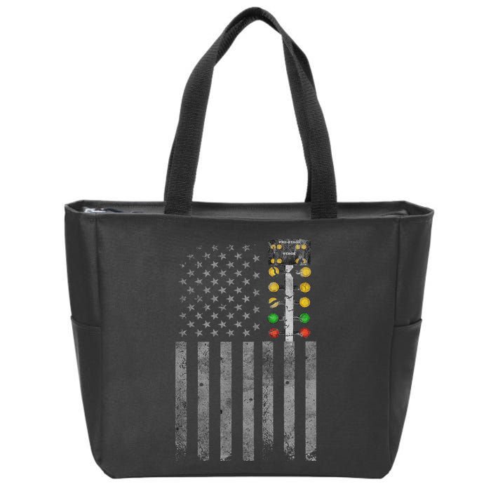 Drag Racing Flag American Drag Racer Drag Strip Tree Light Zip Tote Bag