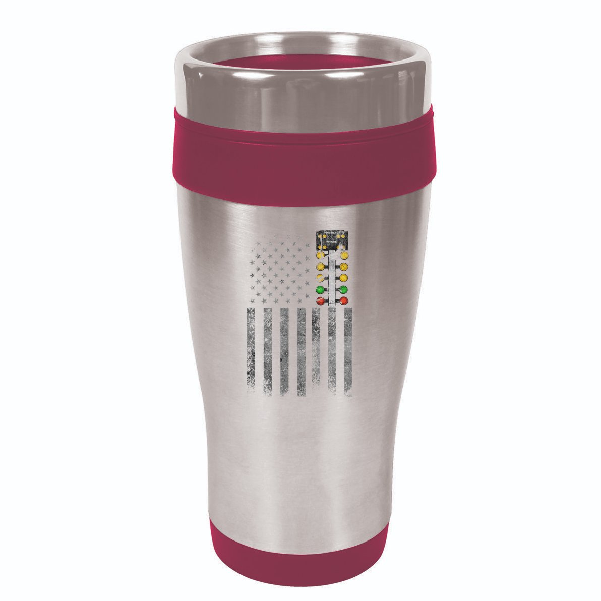 Drag Racing Flag American Drag Racer Drag Strip Tree Light 16oz Travel Tumbler