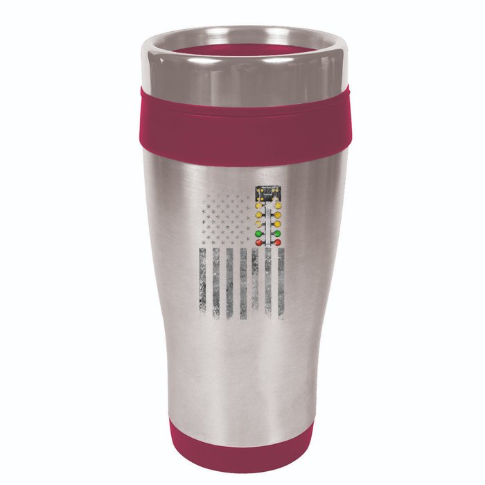 Drag Racing Flag American Drag Racer Drag Strip Tree Light 16oz Travel Tumbler