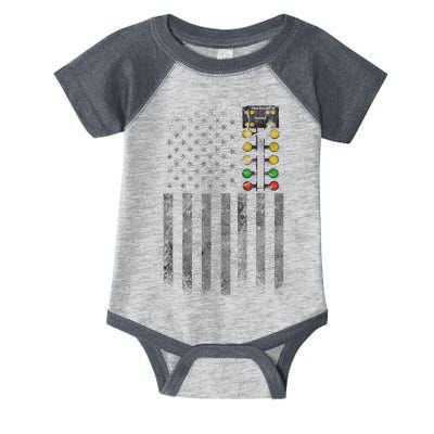 Drag Racing Flag American Drag Racer Drag Strip Tree Light Infant Baby Jersey Bodysuit