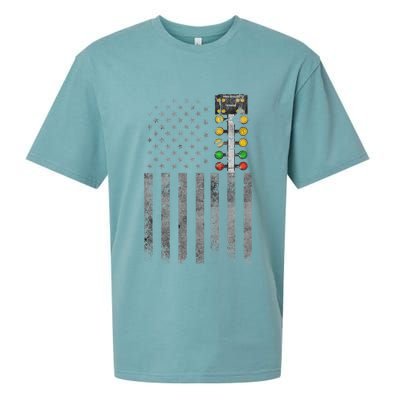 Drag Racing Flag American Drag Racer Drag Strip Tree Light Sueded Cloud Jersey T-Shirt
