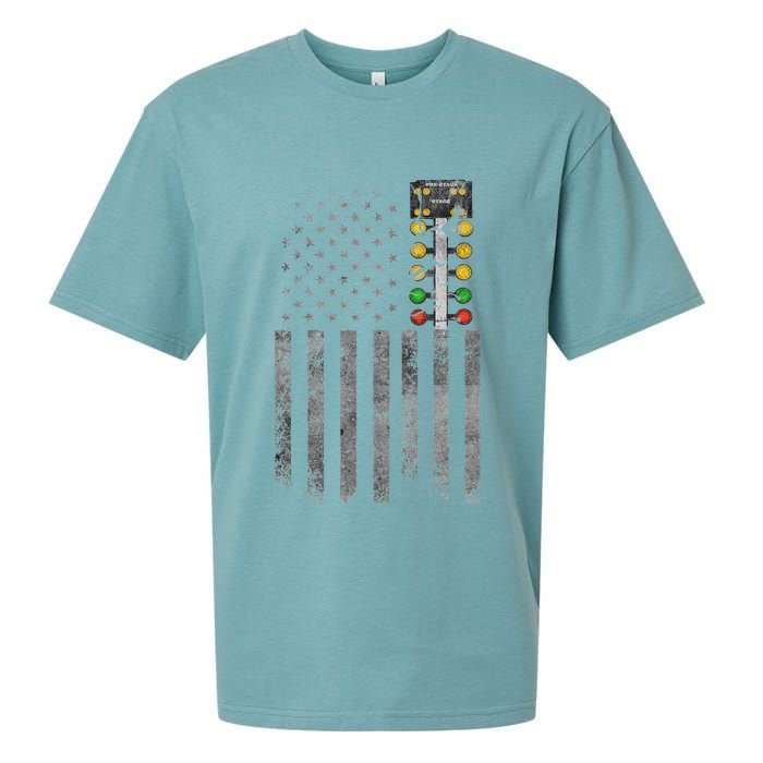 Drag Racing Flag American Drag Racer Drag Strip Tree Light Sueded Cloud Jersey T-Shirt