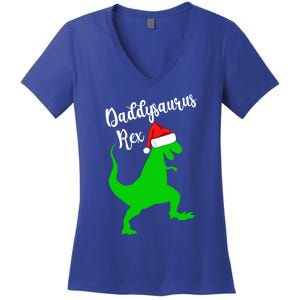 Daddysaurus Rex Funny Dinosaur Christmas Pajamas Gift Women's V-Neck T-Shirt