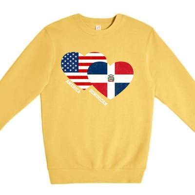 Dominican Republic Flag Great Gift Half Dominican American Pride Gift Premium Crewneck Sweatshirt