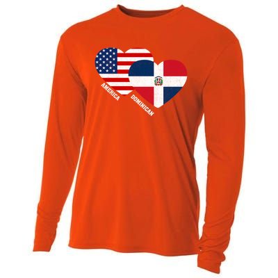 Dominican Republic Flag Great Gift Half Dominican American Pride Gift Cooling Performance Long Sleeve Crew