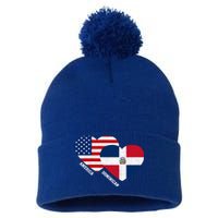 Dominican Republic Flag Great Gift Half Dominican American Pride Gift Pom Pom 12in Knit Beanie