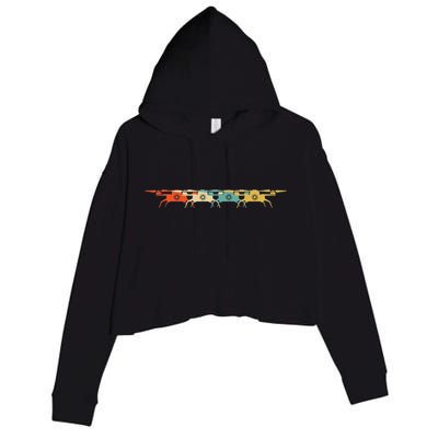 Drone Retro Flying Quadcopter Crop Fleece Hoodie