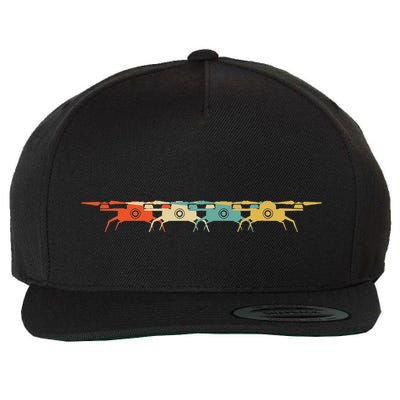Drone Retro Flying Quadcopter Wool Snapback Cap